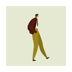 Vector illustration of man fashion figure. Standing model dressed 