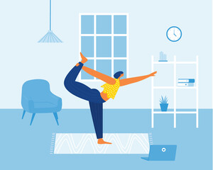 Home workout concept. Vector illustration. Stay home.
