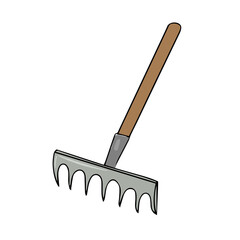 Rake. Garden tools. Gardening. Vector illustration isolated on white background.