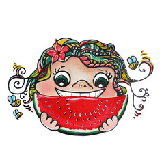 funny girl with watermelon mood