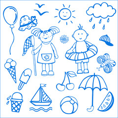 cartoon children's set for summer