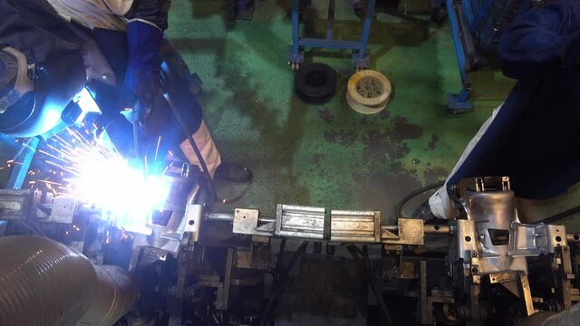 welder Industrial automotive part in factory