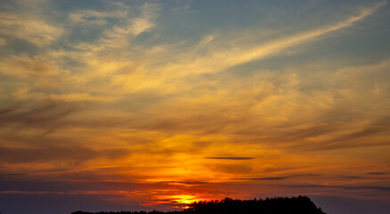 Sky, sunset and clouds. Composition of nature. Concept image.