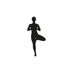 Fototapeta na wymiar Woman in Yoga Pose, Silhouette. Vector Illustration.