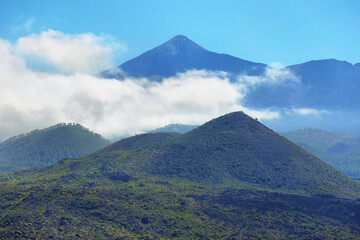 Far view of Teide volcano from Masca road in Tenerife island, Spain