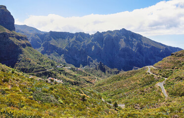Fototapeta na wymiar Breathtaking landscape in road to Masca, small village in Tenerife island, Spain