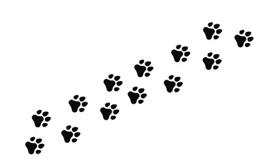 Track of cute puppy dog paw prints simple black vector silhouette 