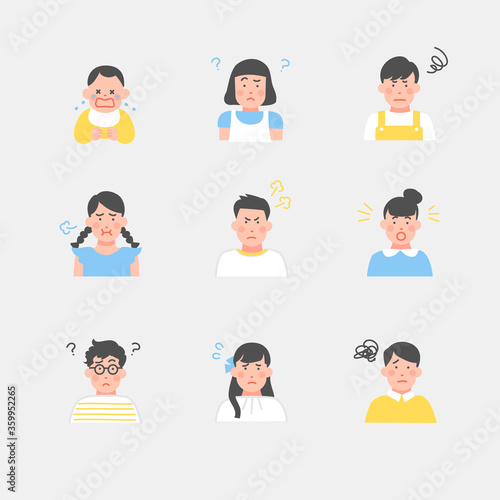 Fototapete 不安な表情をする子どものアイコン イラスト素材セット Takayuki Iida
