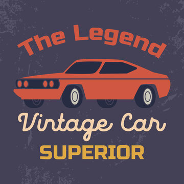 vintage car emblem logo isolated on white background. vector illustration	