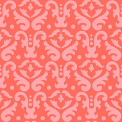 Seamless damask pattern, abstract seamless print, laser cutting pattern , screen print texture, vector  illustration in orange