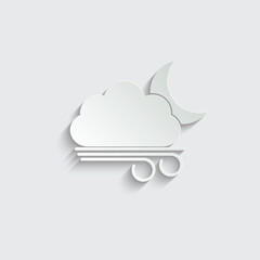 paper weather icon  - black vector symbol cloud wind sign