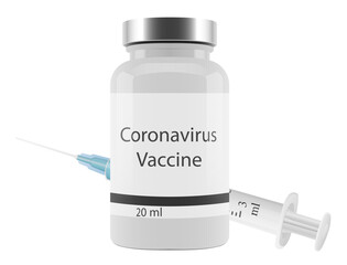 a bottle of vaccine and syringe