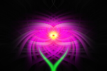 Abstract twirl effect added to a photo to create a background with pink green yellow colors