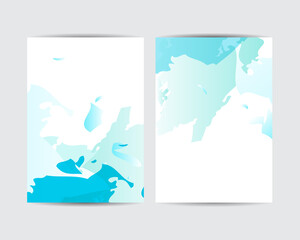 Design Annual Report. A4 Banners in grunge style. Abstract blue splash watercolor on white background