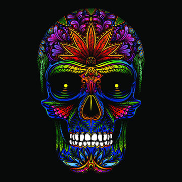 Vector Color Sugar Skull Illustration