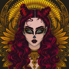 Vector Color Goddess Woman Illustration