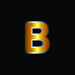 Golden Version of Arial Rounded Alphabet B With Silver Stroke. Modern And Luxury Golden Design of B Alphabet With Silver Stroke .Alphabetic Collection of Golden Arial Rounded Alphabet