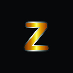 Golden Version of Arial Rounded Alphabet Z With Silver Stroke. Modern And Luxury Golden Design of Z Alphabet With Silver Stroke .Alphabetic Collection of Golden Arial Rounded Alphabet