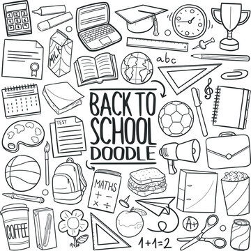 Back to School Doodle Icons Sketch Hand Made
