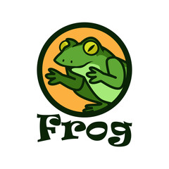 green frog logo isolated on white background. vector illustration