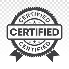 Certified stamp / label flat vector icon for apps or website