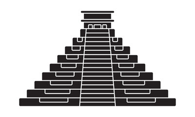 Ancient el Castillo pyramid flat icon for apps and websites - obrazy, fototapety, plakaty