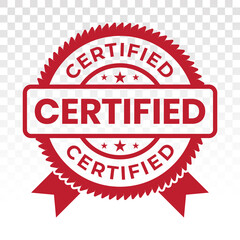 red certified stamp / label flat vector icon for apps or website