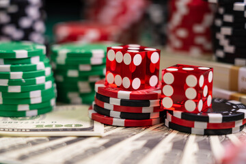 Casino Craps dice close up