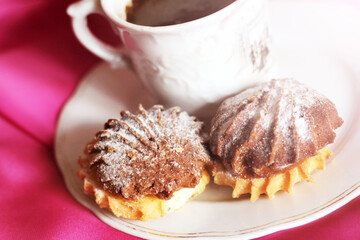 Hot coffee and delicious cookies, Breakfast