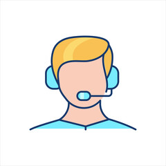 color icon, consultant man with headset
