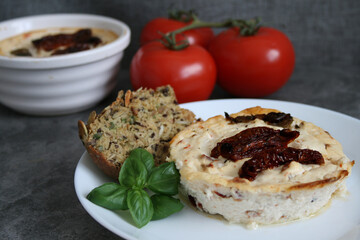 health,y organic cheese with dried tomatoes and  fresh bread