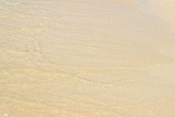 Fototapeta na wymiar Sandy beach and blue sea in summer
