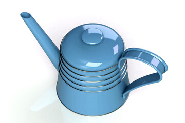 Enamelled metal teapot for making fresh tea. 3D render