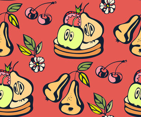 Vector background hand drawn sweets. Hand drawn ink illustration. Modern ornamental decorative background. Vector pattern. Print for textile, cloth, wallpaper, scrapbooking
