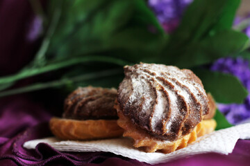 Delicious fresh cookies, light and dark, Breakfast so close