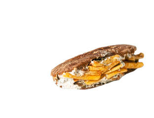 Doner on a white background with blur around the edges. fast food with fries inside