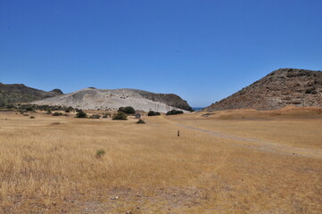 Western style arid desert landscape at Cabo de Gata, Almeria, Andalusia