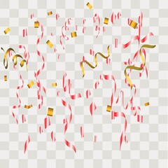 Colorful confetti. Festive of falling shiny confetti isolated on transparent background.