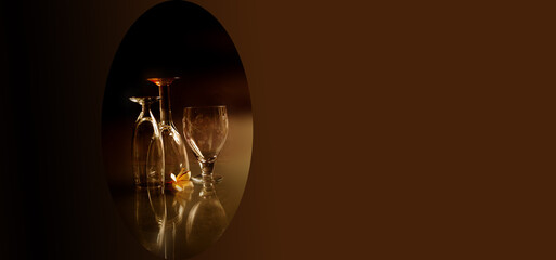 Fine cut glass,wine glassreflection