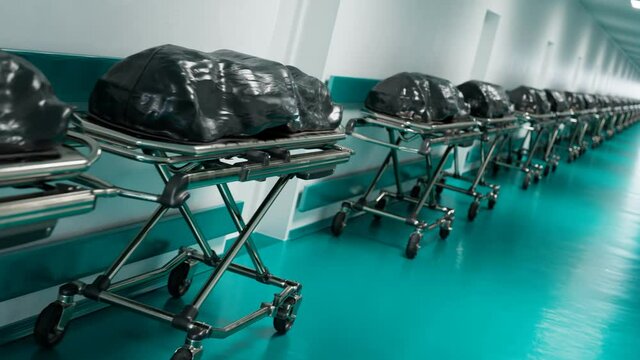 Concept of pandemic healthcare crisis.The enormous amount of deads.nCov victims.