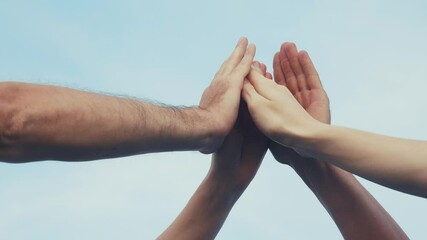 teamwork concept. team community joins hands together. group of people hands. teamwork workers carry out one mission go to the goal. business team in the company working partnership lifestyle