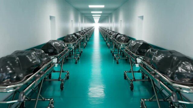 Concept of pandemic healthcare crisis.The enormous amount of deads.nCov victims.