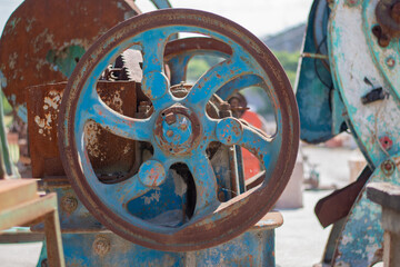 colored round, aged, rusty iron