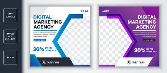 Sale template collection for promotion sale. Editable banner for social media post, web and internet. Digital marketing agency.