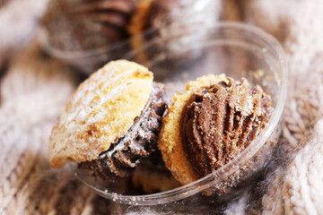 Delicious fresh cookies, light and dark, Breakfast