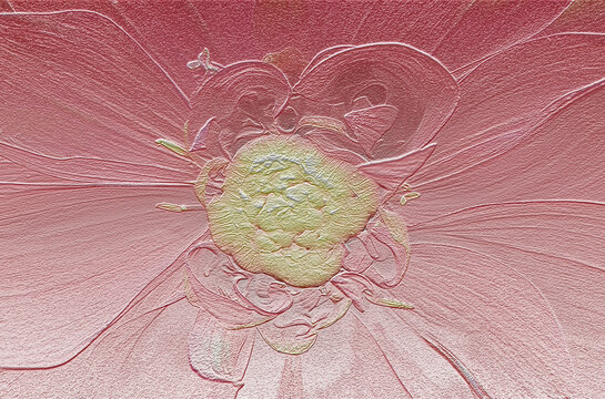 Bas-relief d'un coeur floral jaune et rouge