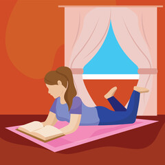 Young woman reading a book