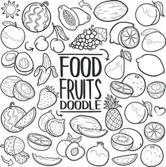 Fruits Food Doodle Icons Hand Made Sketch