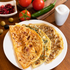 Tasty qutab on the table, top view