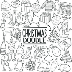 Christmas Doodle Holiday Doodle Icons Hand Made Art Design